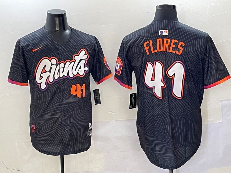 Men San Francisco Giants #41 Flores Black Joint Name Nike 2025 MLB Jersey style 17